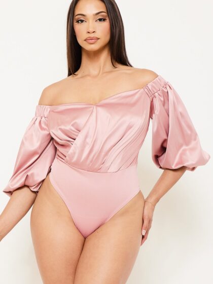 IB2409AP - SATIN OFF THE SHOULDER BODYSUIT