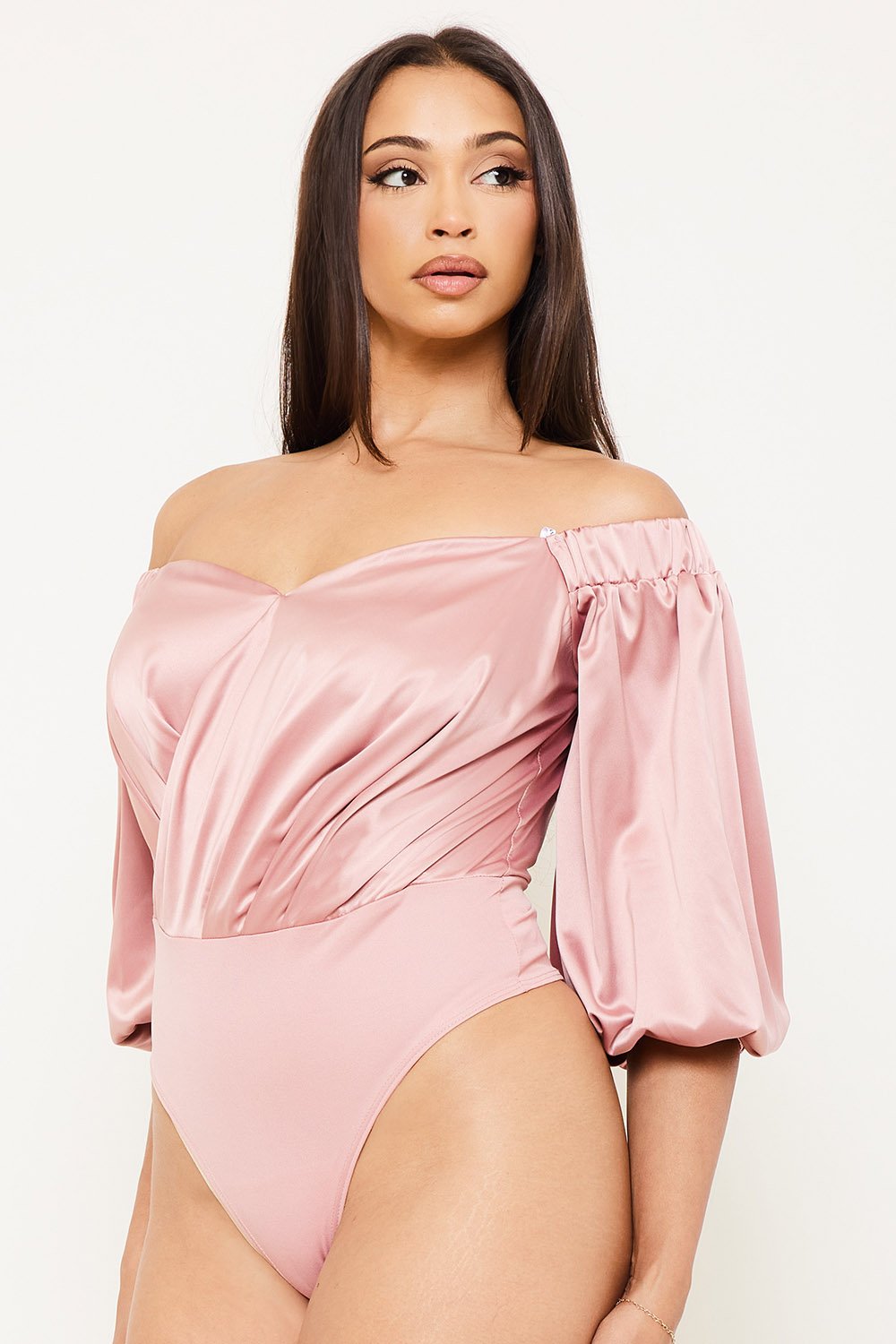 IB2409AP - SATIN OFF THE SHOULDER BODYSUIT - Image 3