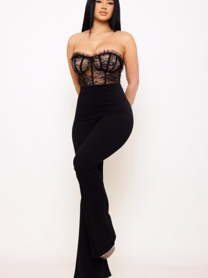 IB2458JP - LACED BUSTIER TOP JUMPSUIT