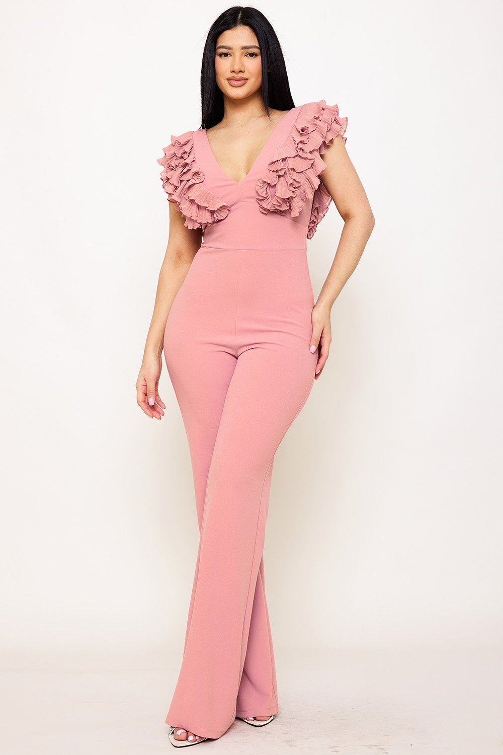 IB2463SP - RUFFLE SLEEVE TECHNO CREPE JUMPSUIT - Image 8