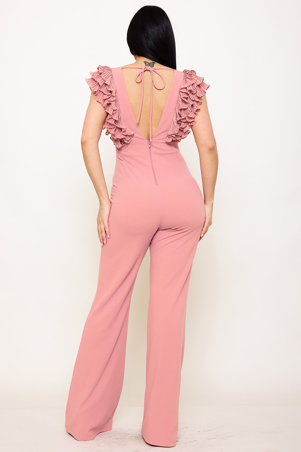 IB2463SP - RUFFLE SLEEVE TECHNO CREPE JUMPSUIT - Image 5