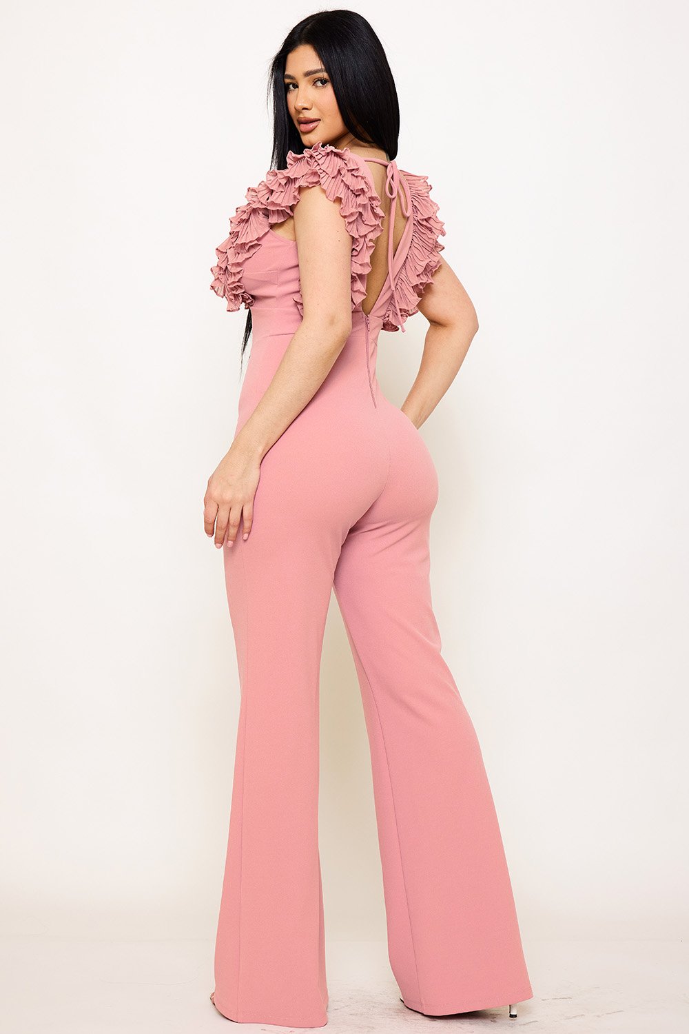 IB2463SP - RUFFLE SLEEVE TECHNO CREPE JUMPSUIT - Image 6