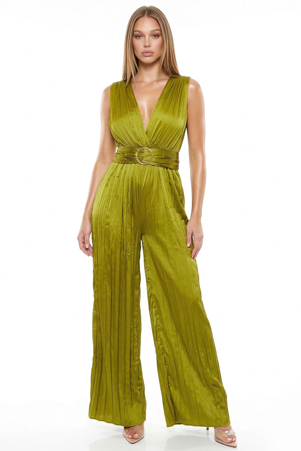 IB2464SP - WOVEN SATIN PLEATED JUMPSUIT - Image 10