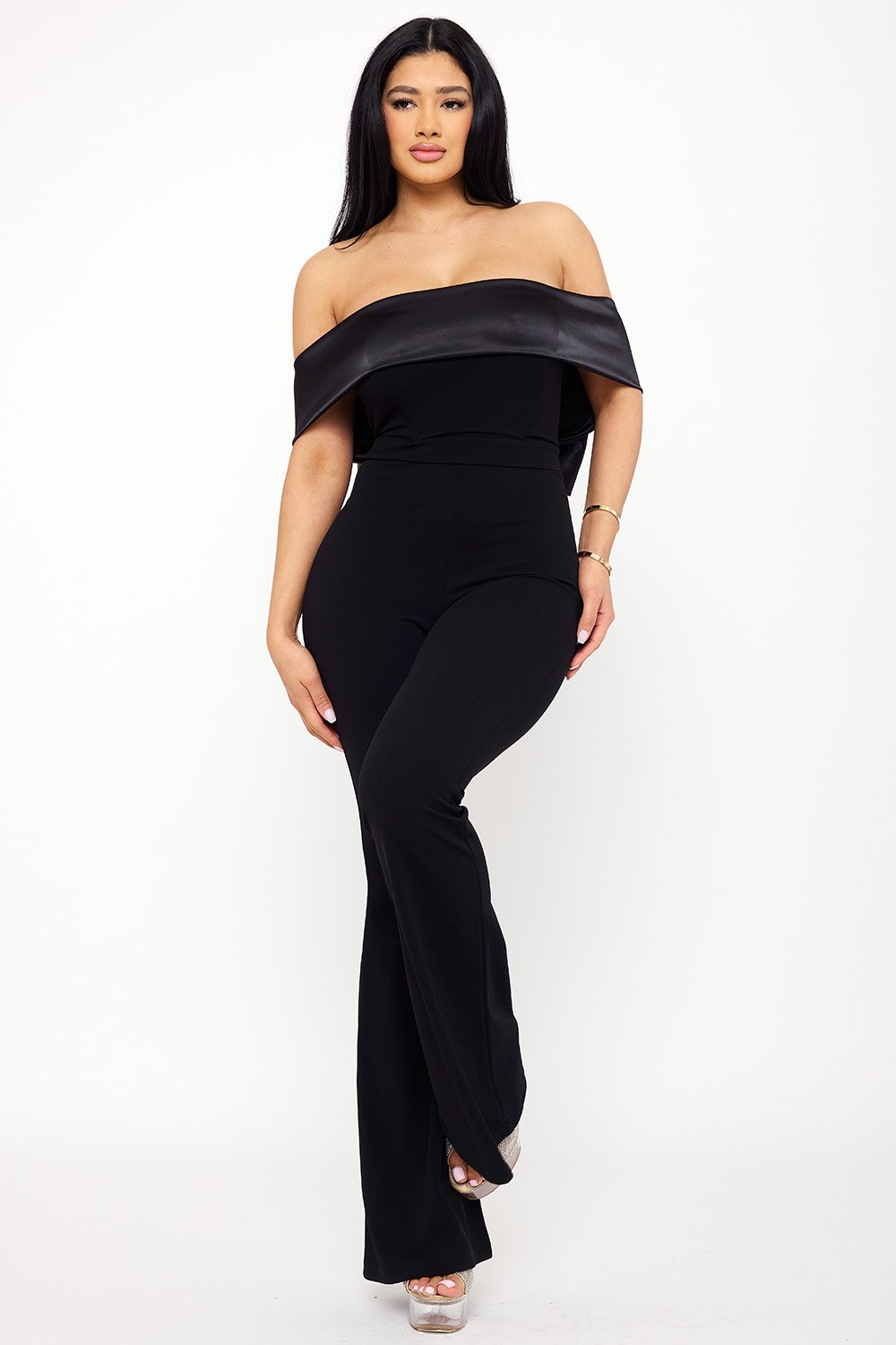 IB2475JP - SATIN AND TECHNO CREPE CONTAST JUMPSUIT - Image 14
