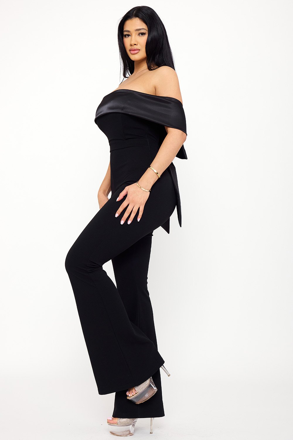 IB2475JP - SATIN AND TECHNO CREPE CONTAST JUMPSUIT - Image 15
