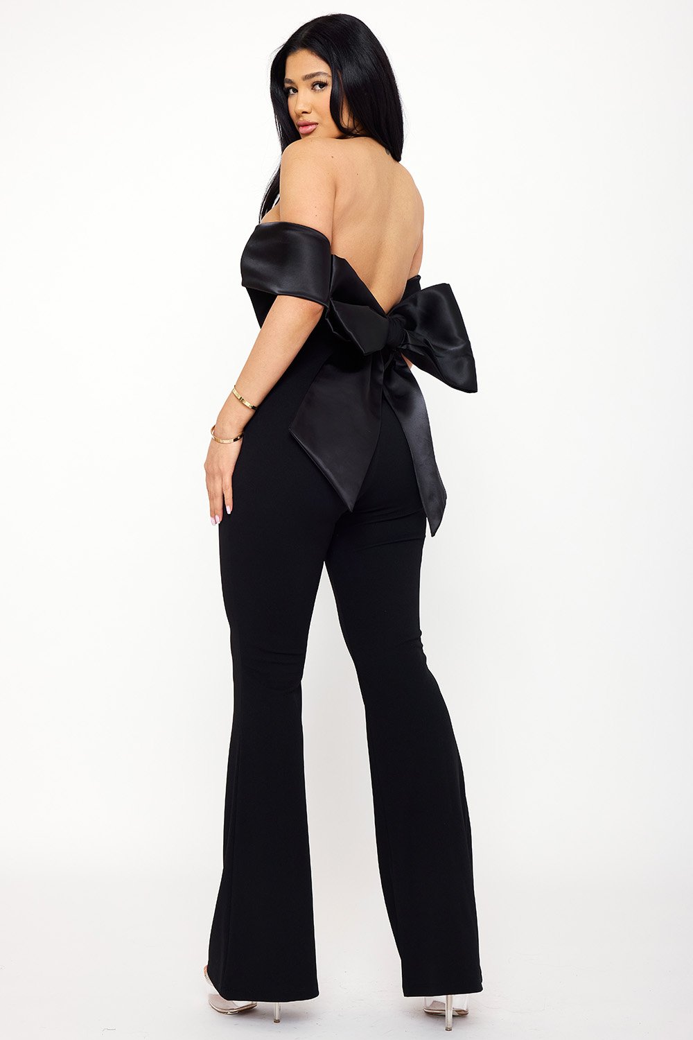 IB2475JP - SATIN AND TECHNO CREPE CONTAST JUMPSUIT - Image 3