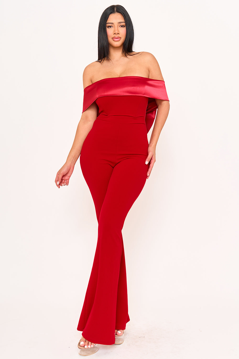 IB2475JP - SATIN AND TECHNO CREPE CONTAST JUMPSUIT - Image 2