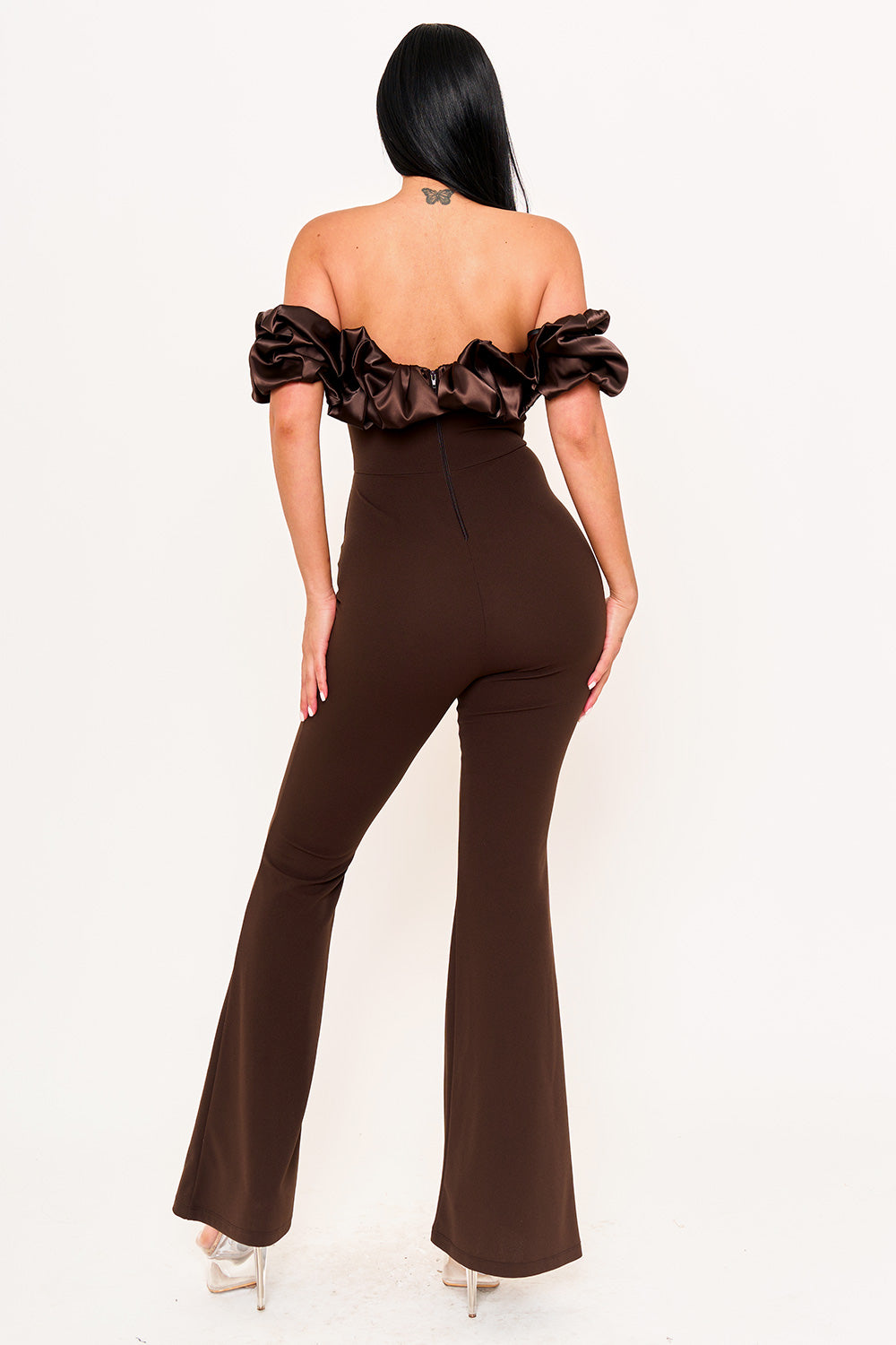 IB2504JP - SATIN AND TECHNO CREPE FABRIC CONTRAST JUMPSUIT - Image 11