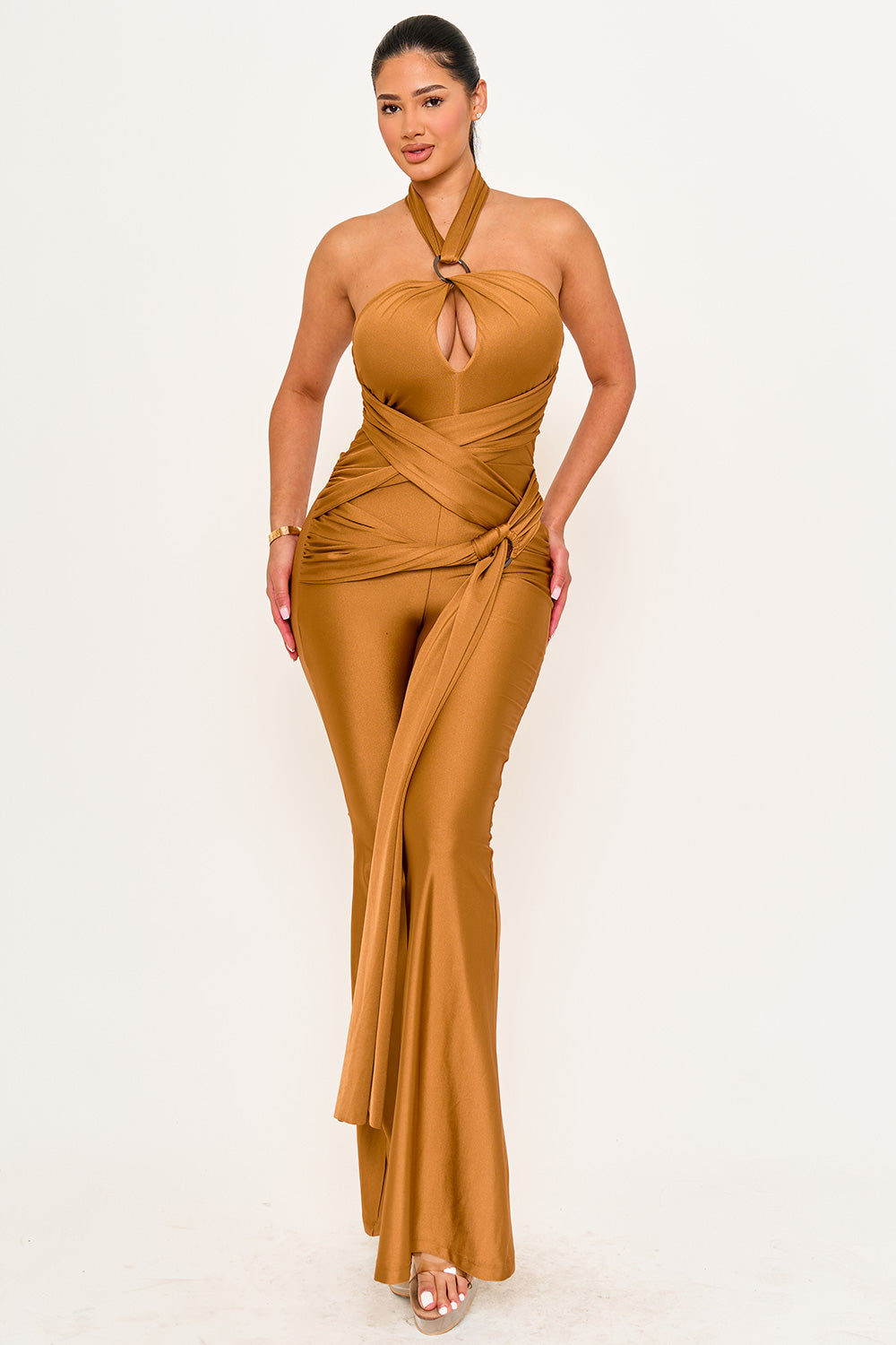 IB2506HP - HALTER TOP WRAP JUMPSUIT - Image 4
