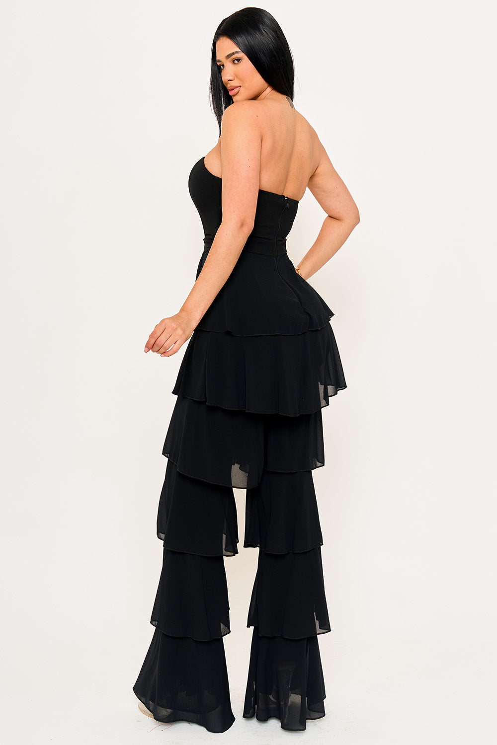 IB2507HP - TECHNO CREPE & CHIFFON CONTRAST JUMPSUIT - Image 11