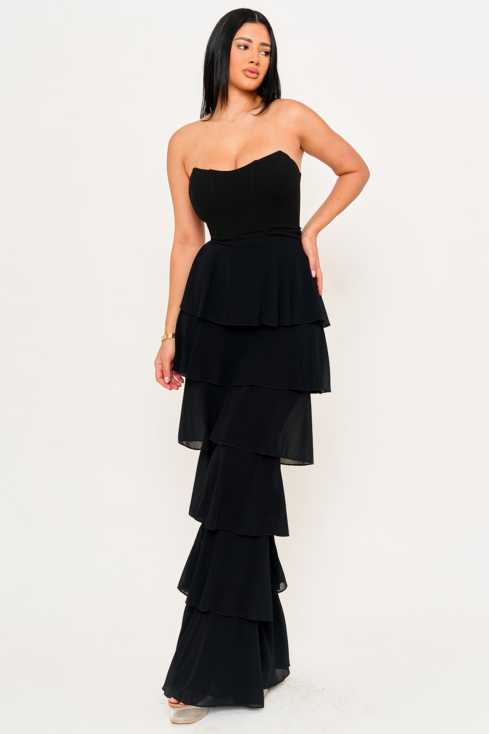 IB2507HP - TECHNO CREPE & CHIFFON CONTRAST JUMPSUIT - Image 8