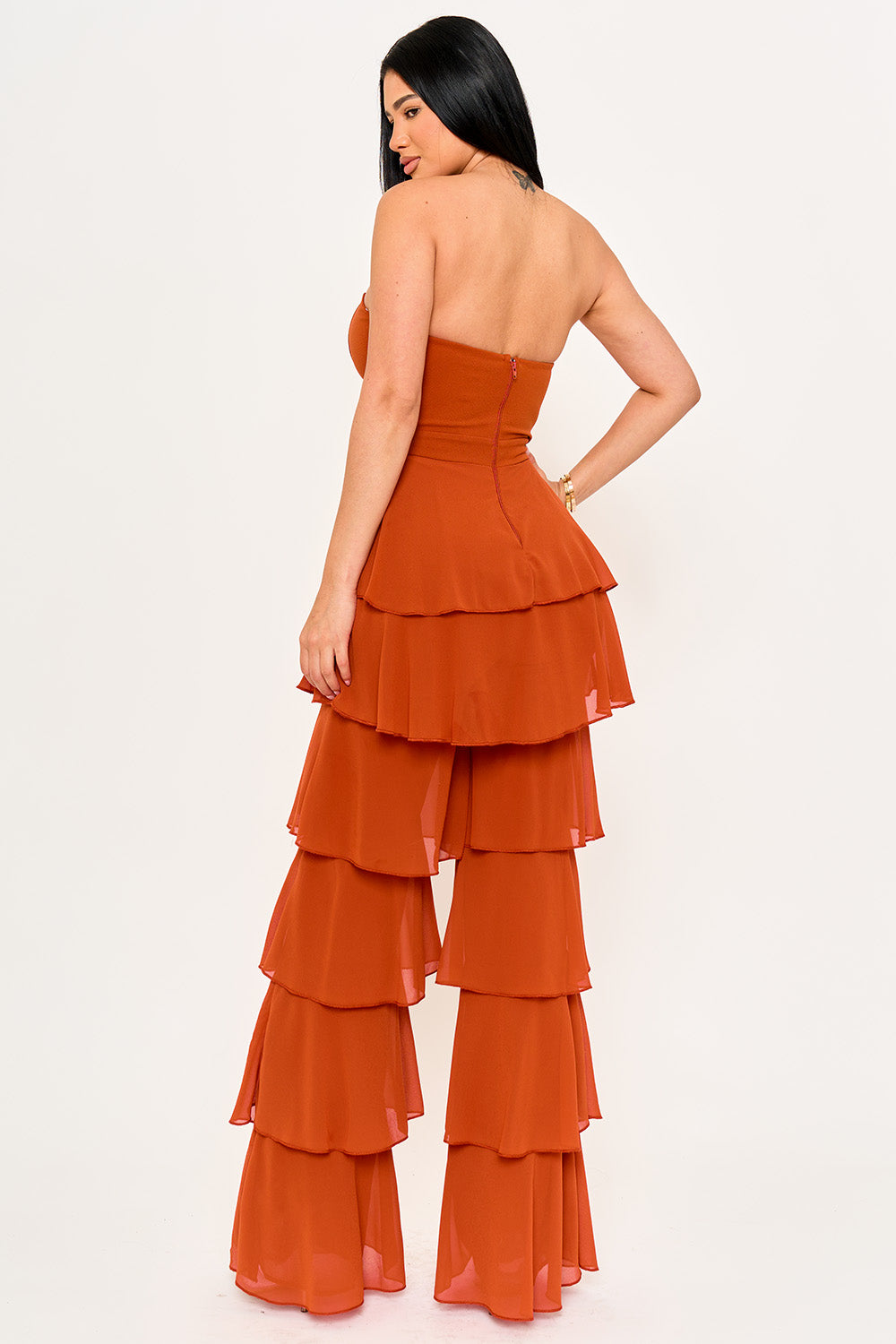 IB2507HP - TECHNO CREPE & CHIFFON CONTRAST JUMPSUIT - Image 3