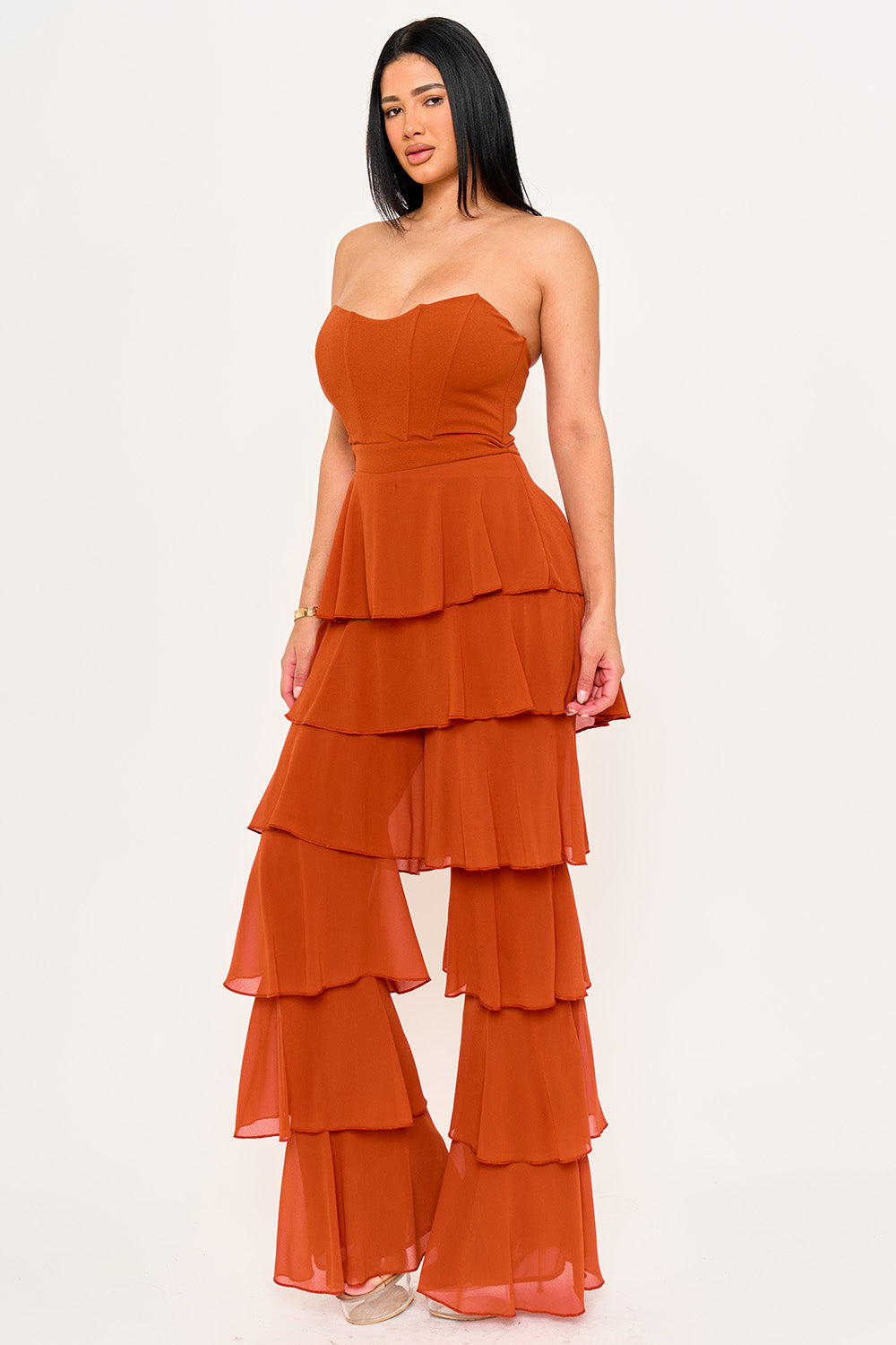 IB2507HP - TECHNO CREPE & CHIFFON CONTRAST JUMPSUIT - Image 15