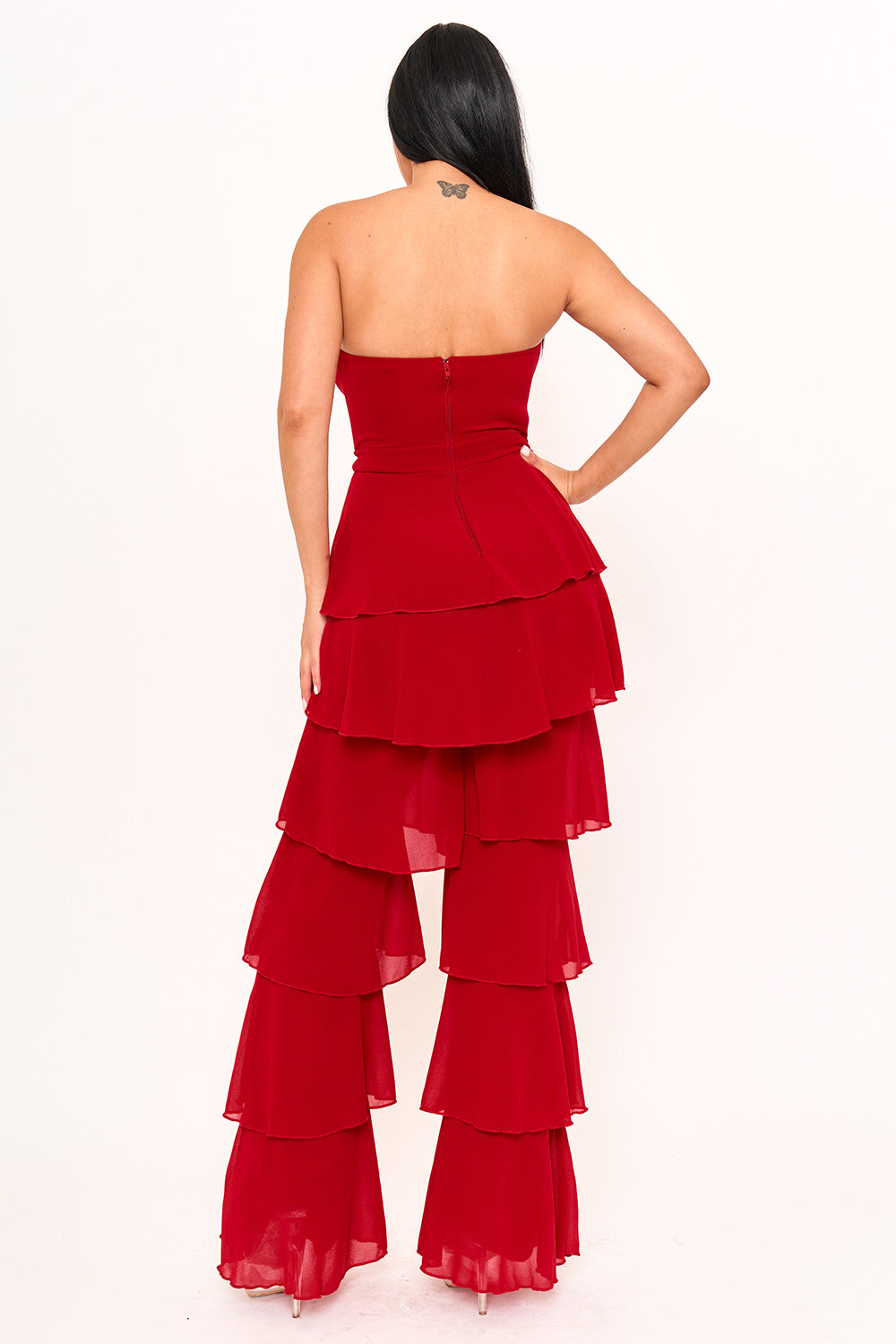 IB2507HP - TECHNO CREPE & CHIFFON CONTRAST JUMPSUIT - Image 6