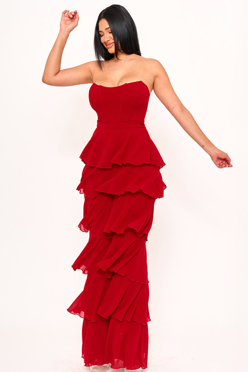 IB2507HP - TECHNO CREPE & CHIFFON CONTRAST JUMPSUIT