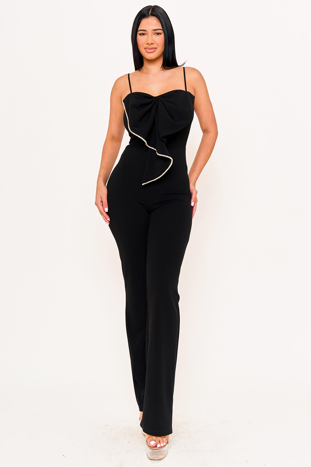 IB2513HP - RHINESTONE TRIM THE EDGE OF THE BOW JUMPSUIT - Image 7