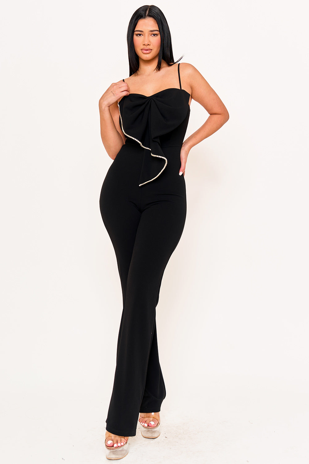 IB2513HP - RHINESTONE TRIM THE EDGE OF THE BOW JUMPSUIT - Image 2