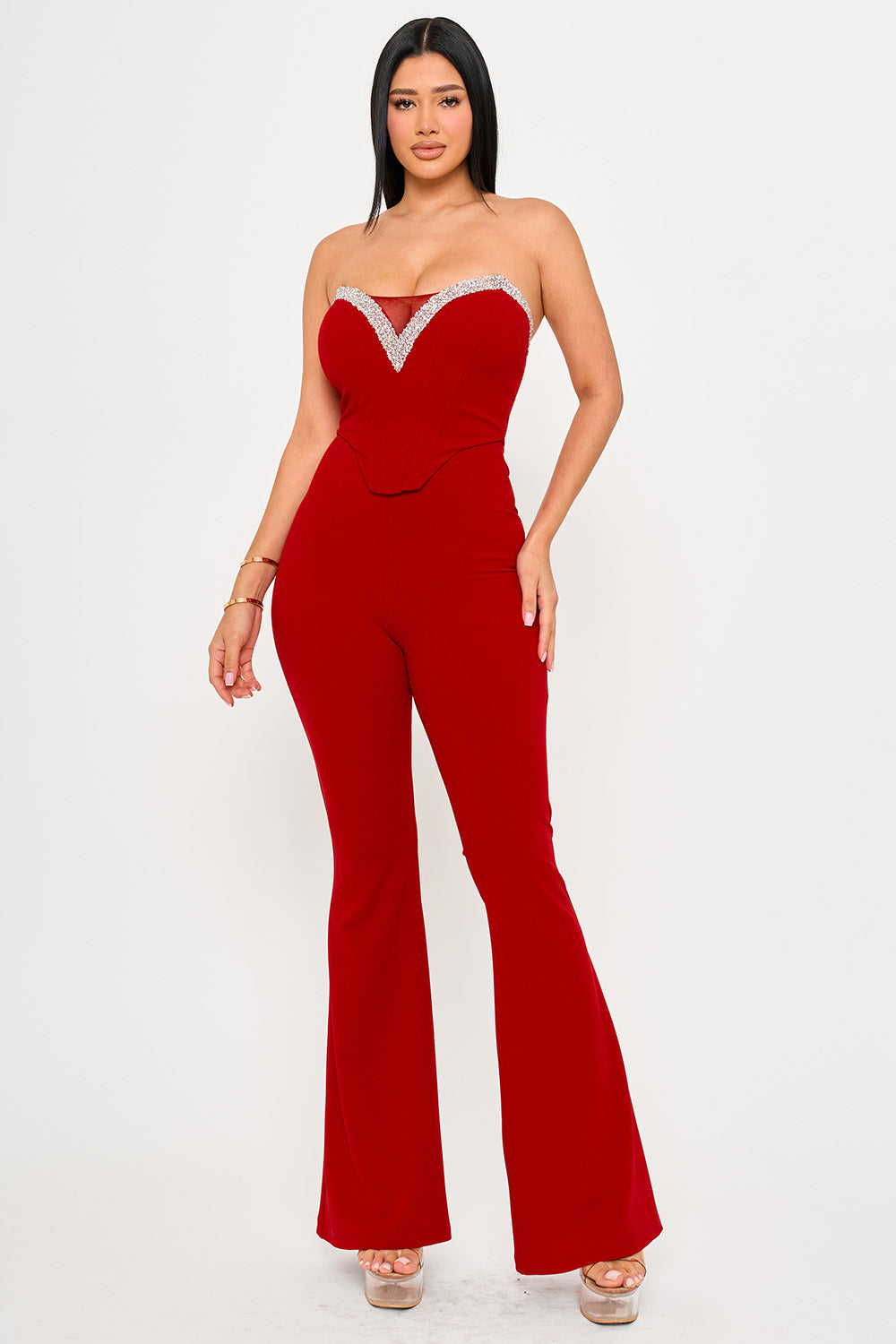 IB2529SP - RHINESTONE TAPE TRIM AROUND BUST JUMPSUIT - Image 7