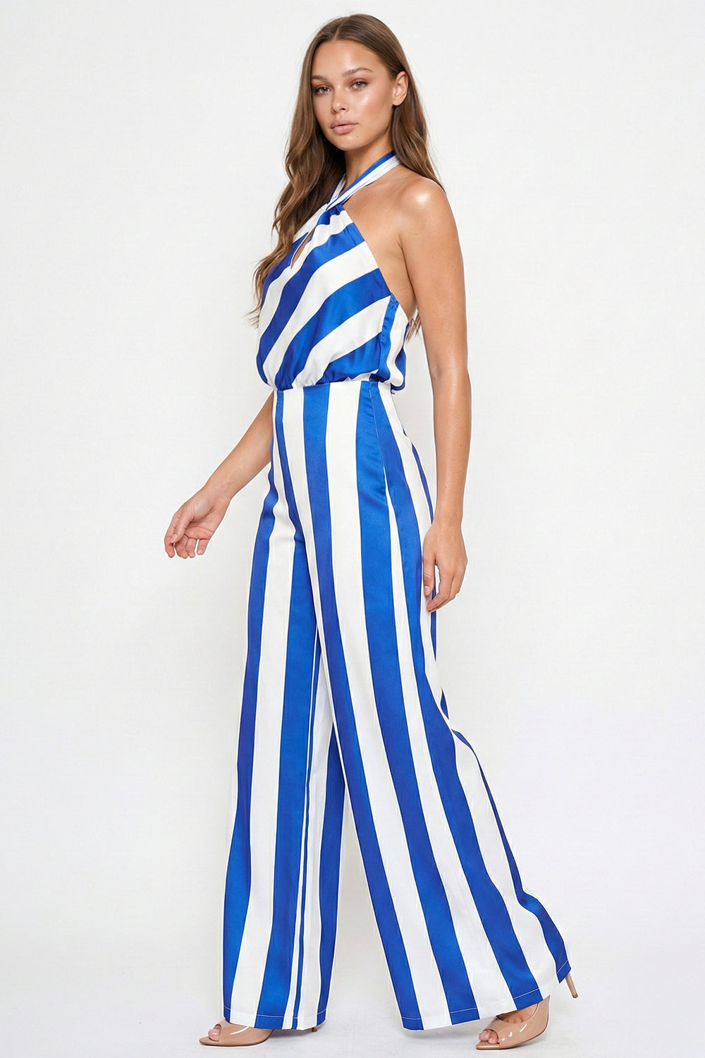 IB2551HP - STRIPE ON SATIN HALTER NECK JUMPSUIT - Image 4