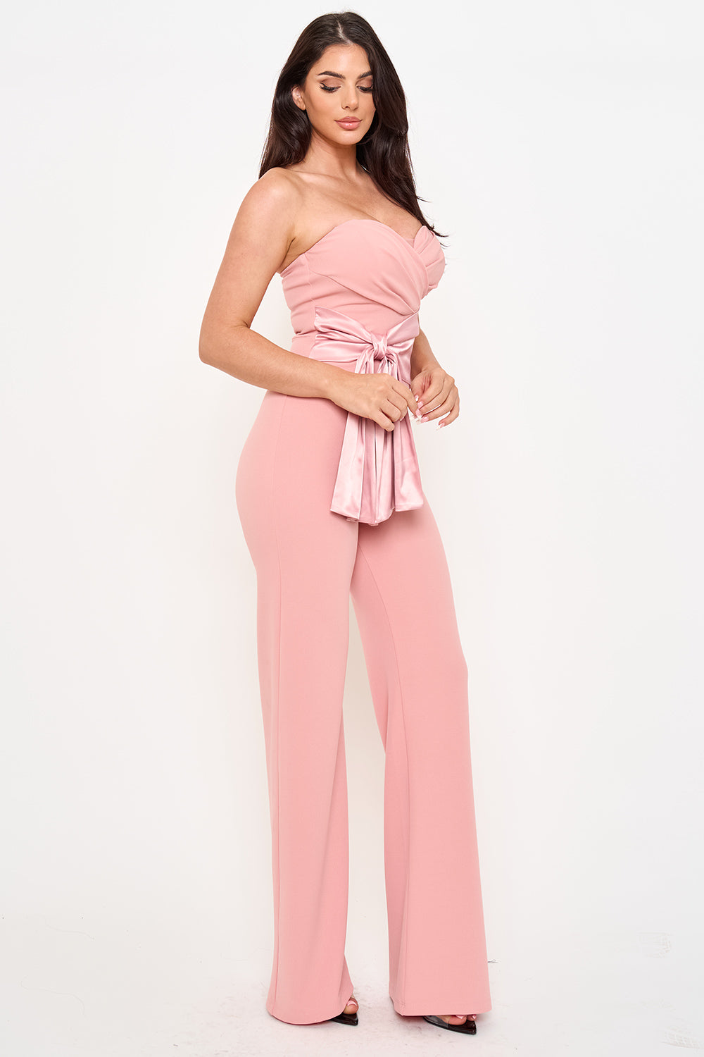 IB2555HP - SATIN WAIST TWIST TIE JUMPSUIT - Image 6