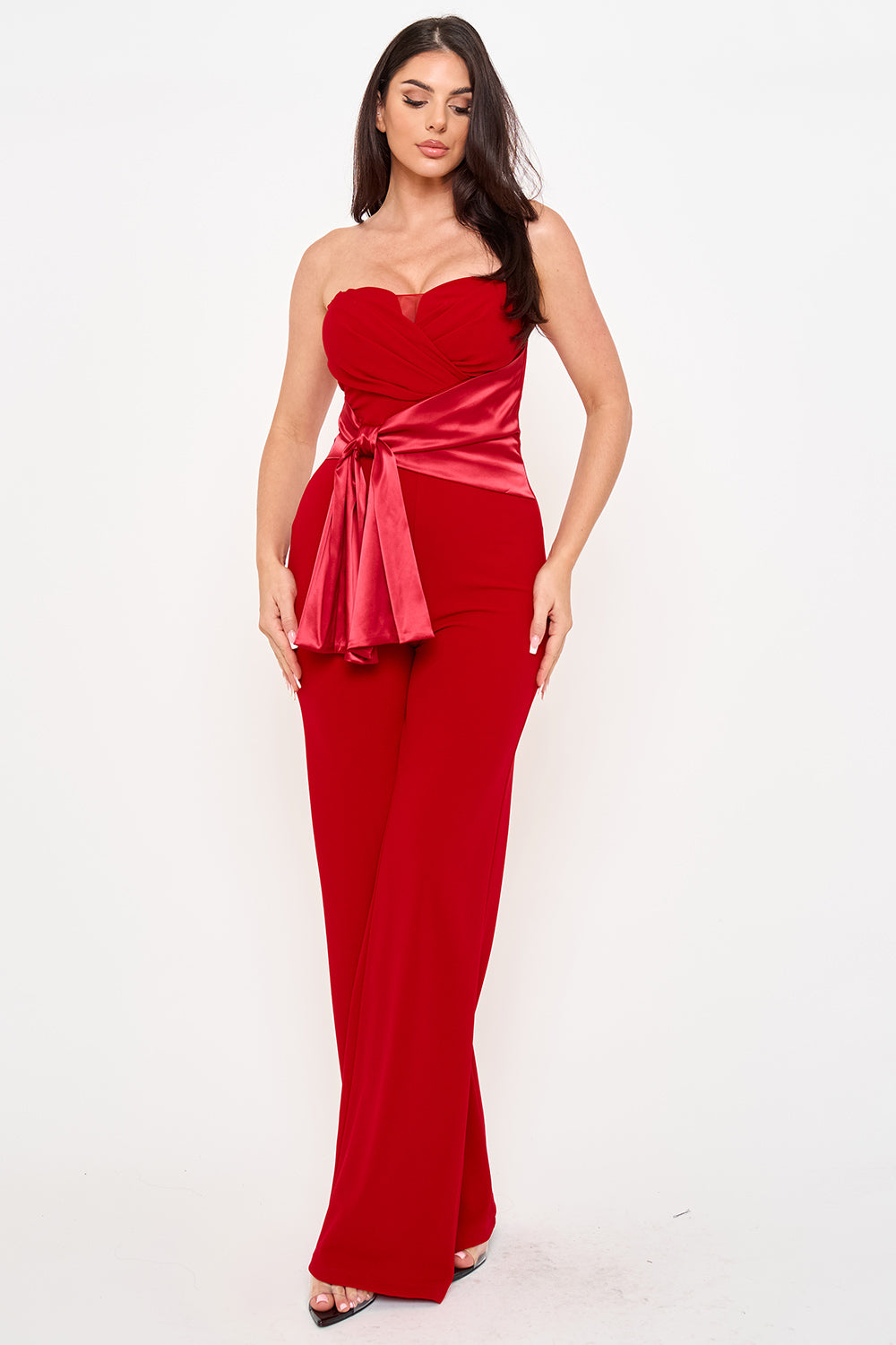 IB2555HP - SATIN WAIST TWIST TIE JUMPSUIT - Image 10