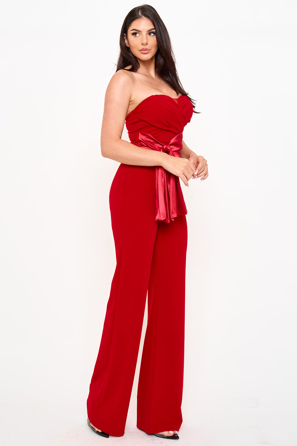 IB2555HP - SATIN WAIST TWIST TIE JUMPSUIT - Image 11