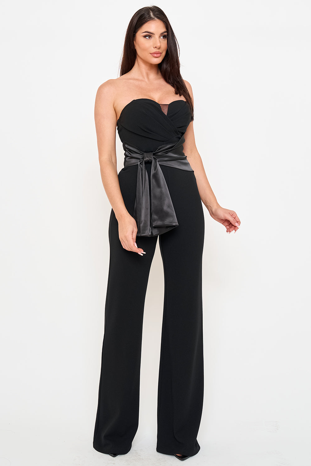 IB2555HP - SATIN WAIST TWIST TIE JUMPSUIT - Image 14
