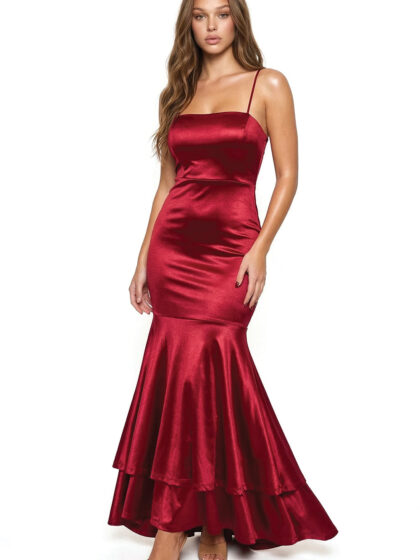 IDM7980AP - SATIN LAYER MERMAID MAXI DRESS