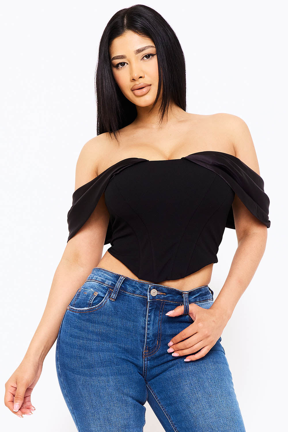 IT1346AP - COLOR CONTRAST DRAPPED OFF THE SHOULDER TOP - Image 12