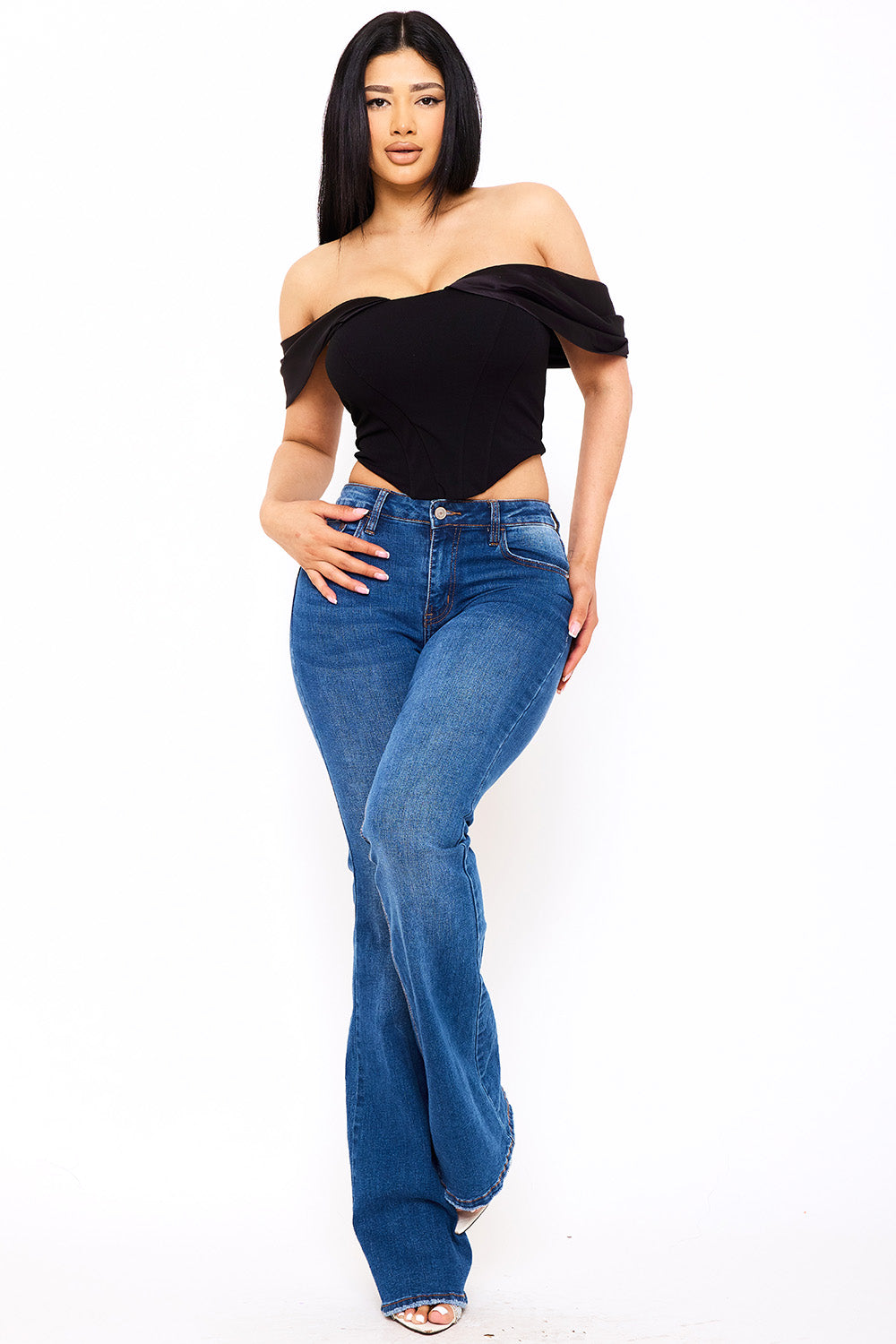 IT1346AP - COLOR CONTRAST DRAPPED OFF THE SHOULDER TOP - Image 13