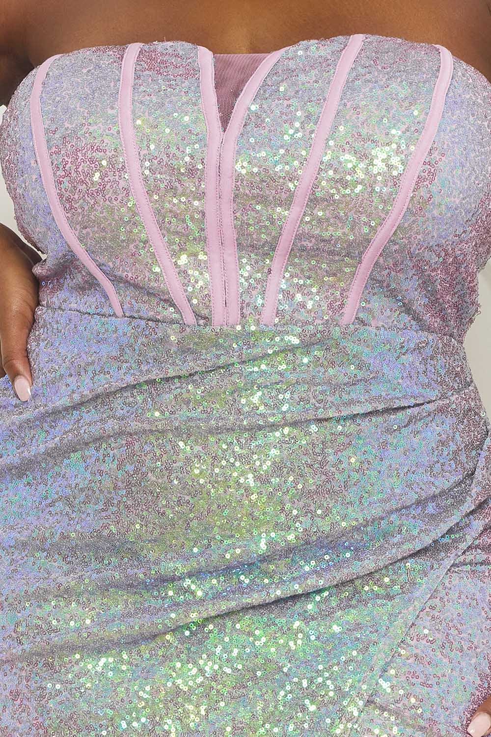 IXD9810SP - IRIDESCENT SEQUIN WRAP PLUS SIZE MIDI DRESS - Image 10