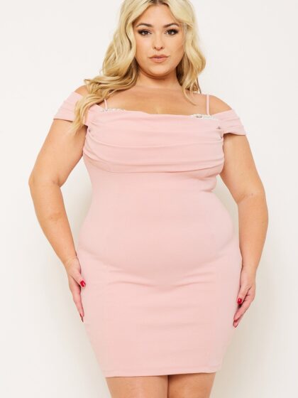 IXD9843SP - RHINESTONE TRIM PLUS SIZE MINI DRESS