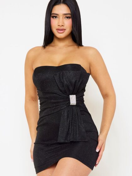 SD1089JP - SHIMMER GLITTER TUBE TOP MINI DRESS