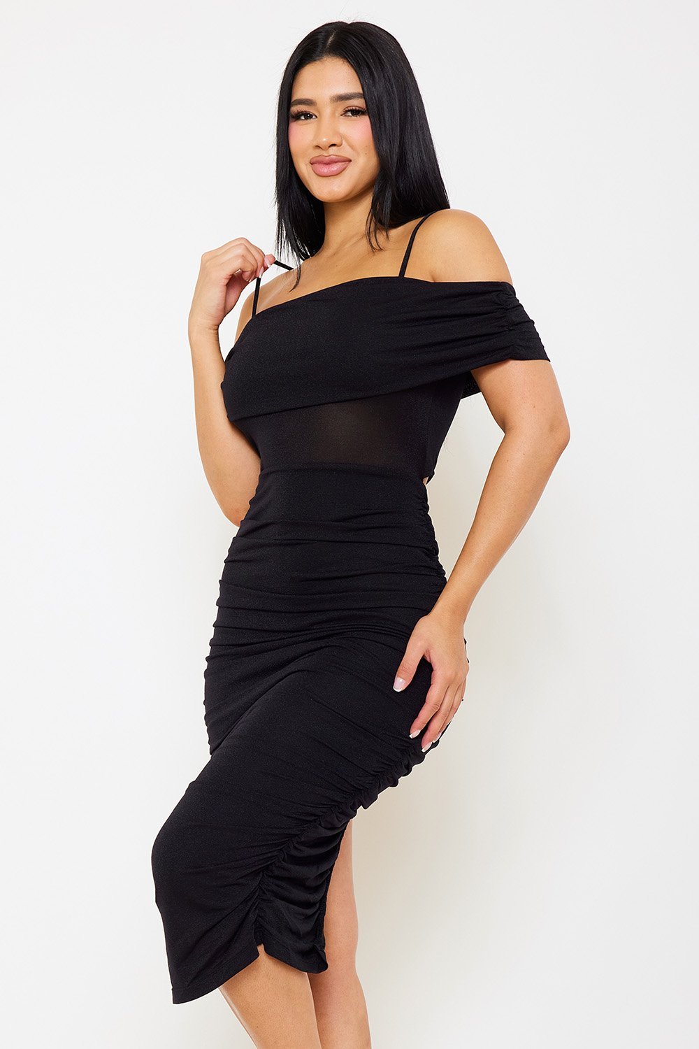 SD1160AP - GLITTER OPEN SHOULDER MIDI DRESS - Image 13