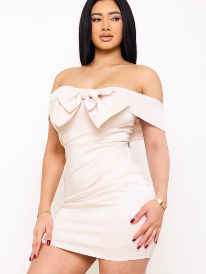 SD1328SP - BOW FRONT METALLIC FABRIC MINI DRESS