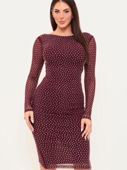 SD1657AP - TRANSLUCENT RHINESTONE MIDI DRESS