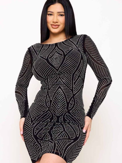 SD1664AP - RHINESTONE FRONT AND BACK MINI DRESS