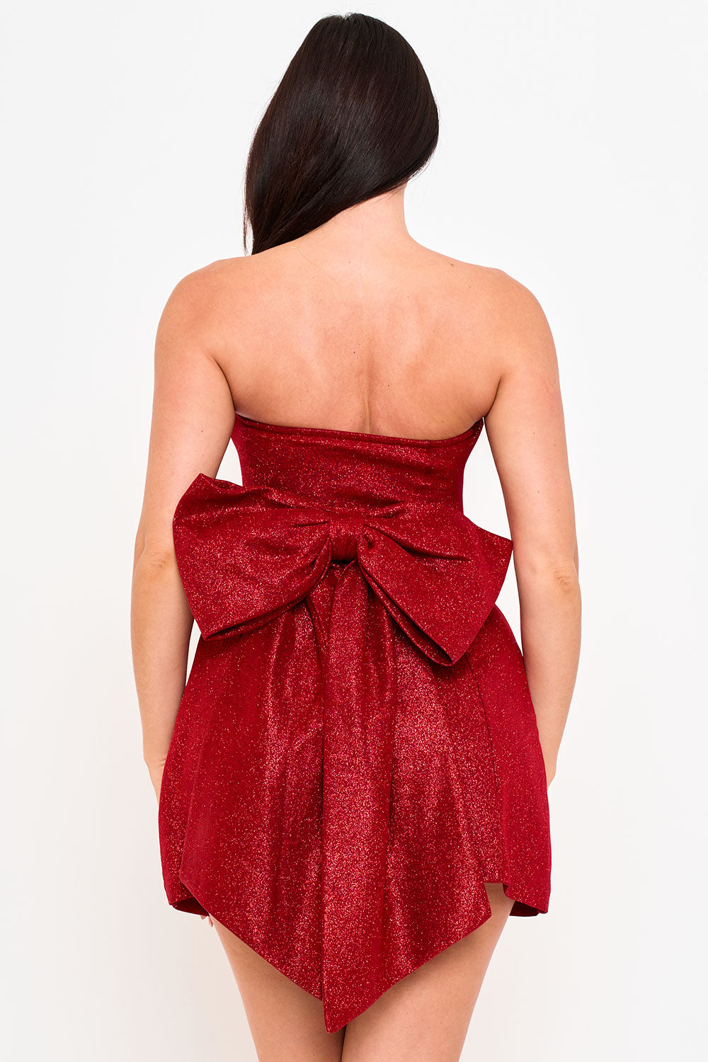 SD1673JP - BONDED SHINY KNIT LARGE BOW ACCENT MINI DRESS - Image 16