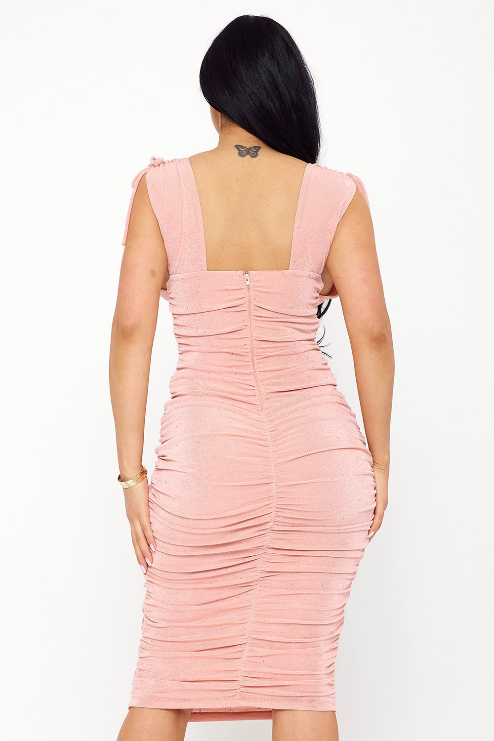 SD1686SP - DEEP V-NECKLINE SOFT SLINKY MIDI DRESS - Image 7