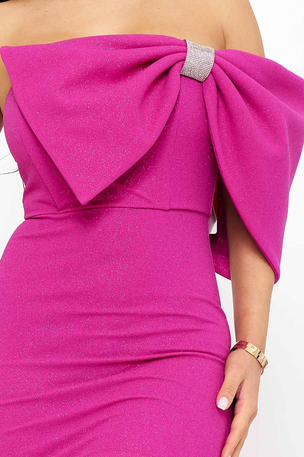 SD1695JP - GLITTER WITH LARGE BOW ON ONE SHOULDER MINI DRESS - Image 12