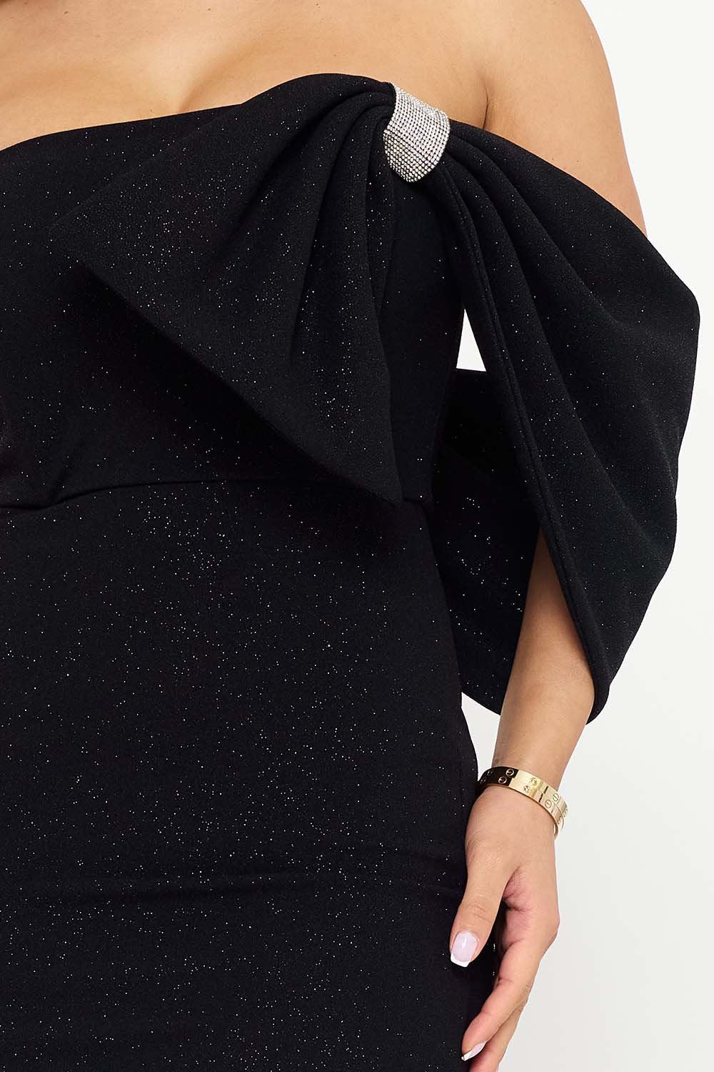 SD1695JP - GLITTER WITH LARGE BOW ON ONE SHOULDER MINI DRESS - Image 8