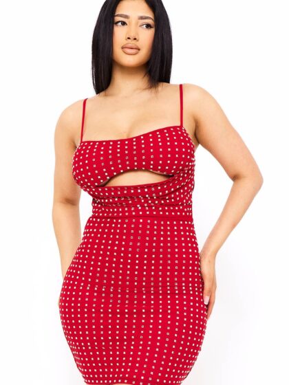 SD1703JP - RHINESTONE ON POWER MESH DRAPED FRONT MINI DRESS