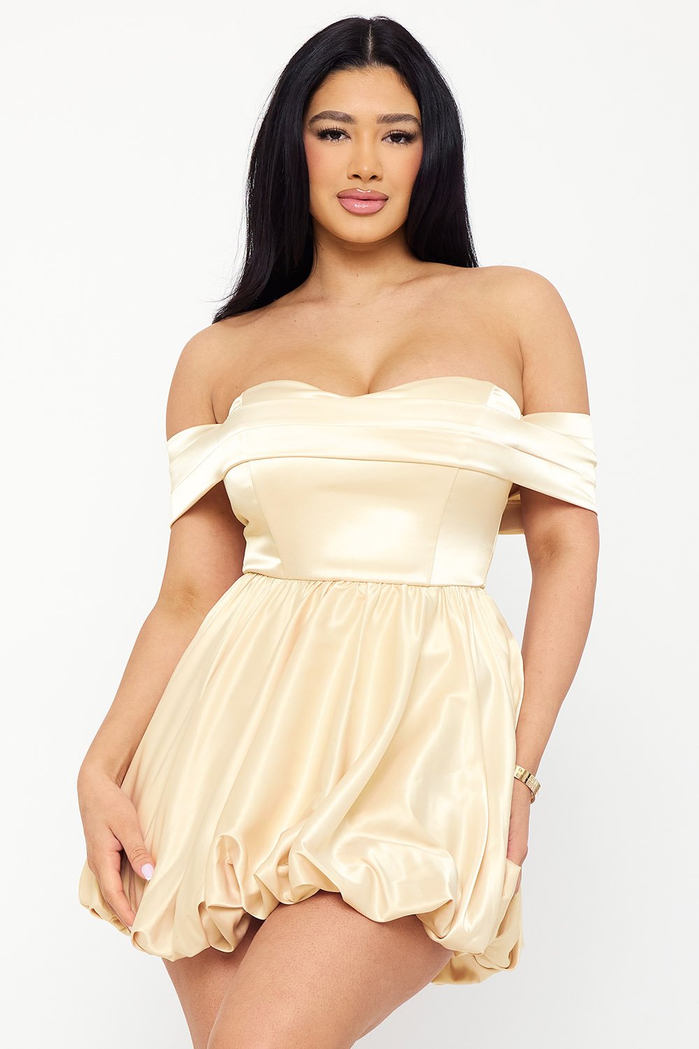 SD1758AP - SATIN OFF THE SHOULDER MINI DRESS - Image 6