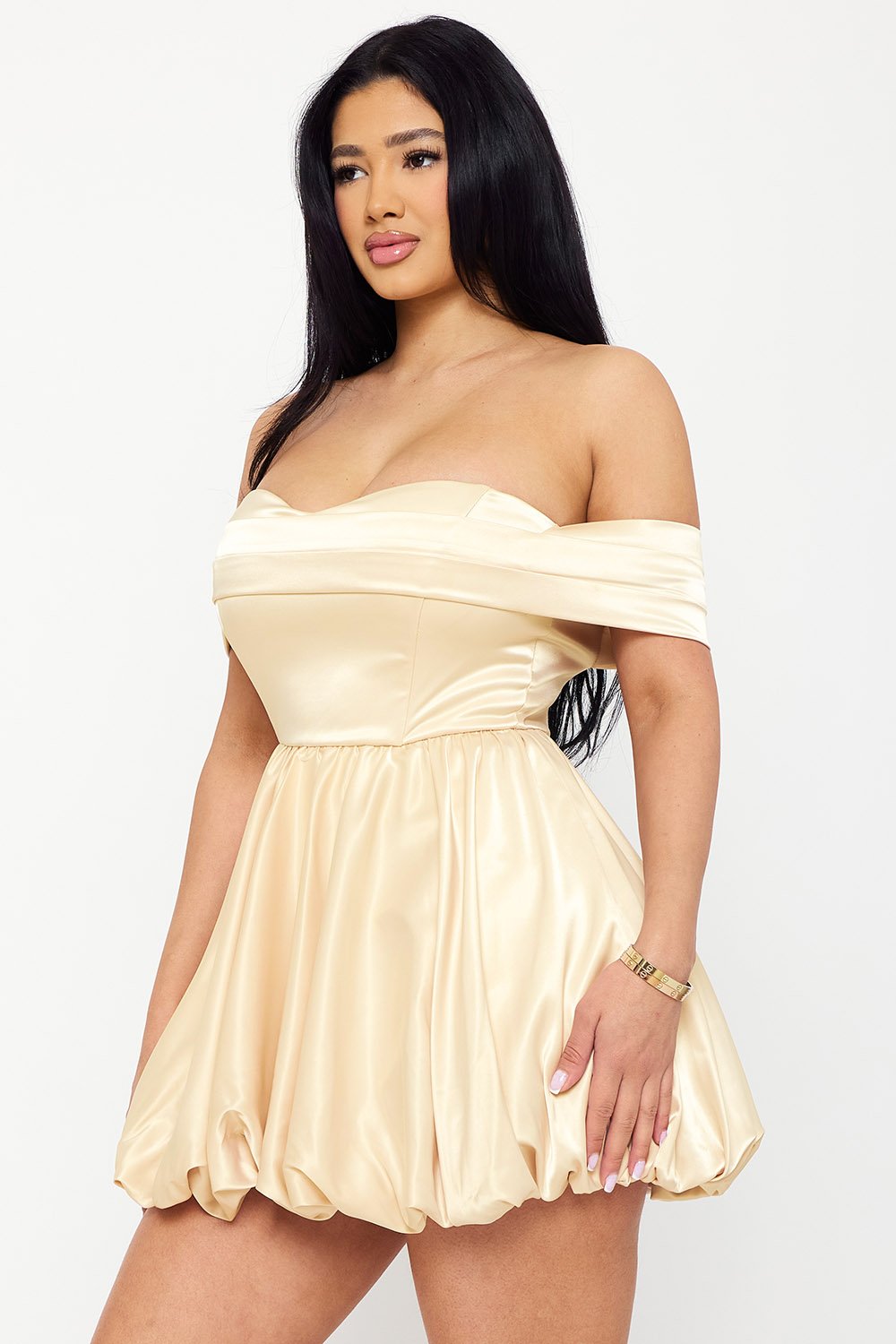 SD1758AP - SATIN OFF THE SHOULDER MINI DRESS - Image 8