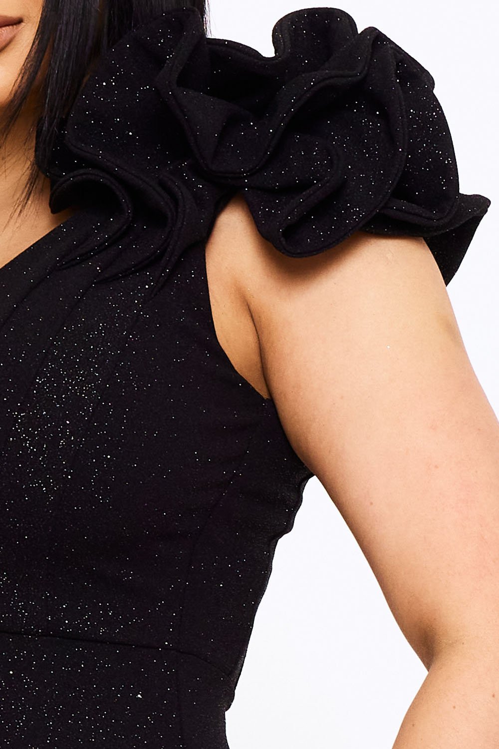 SD1762AP - GLITTER RUFFLE SHOULDER MIDI DRESS - Image 21