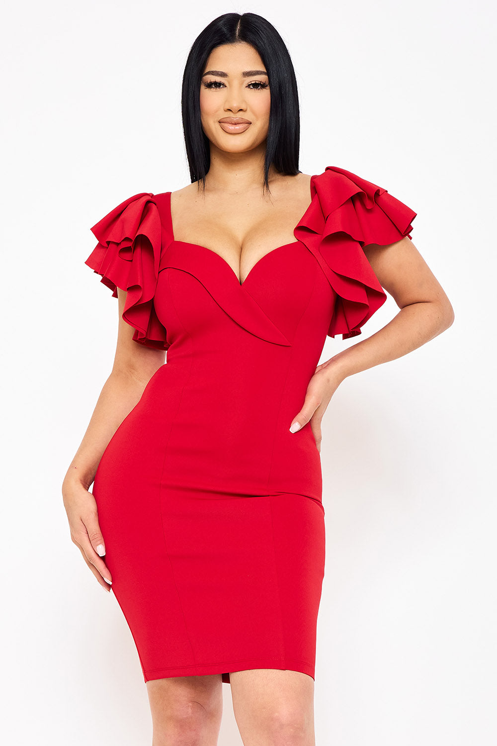 SD1789JP - DOUBLE LAYER RUFFLE SHORT SLEEVE MINI DRESS - Image 12