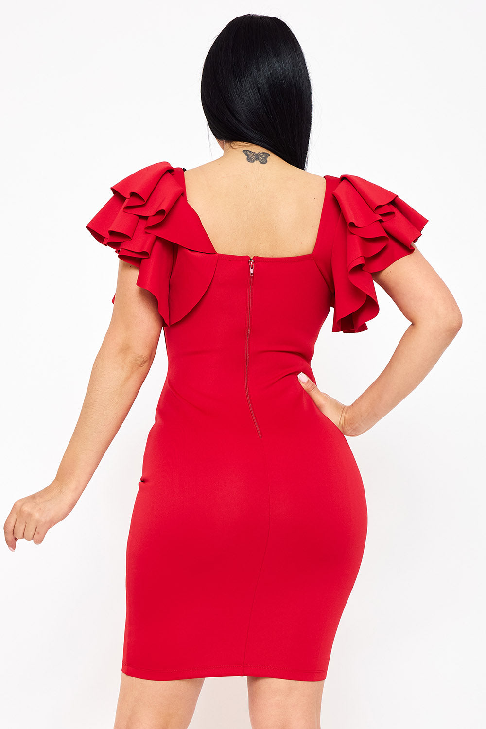 SD1789JP - DOUBLE LAYER RUFFLE SHORT SLEEVE MINI DRESS - Image 15