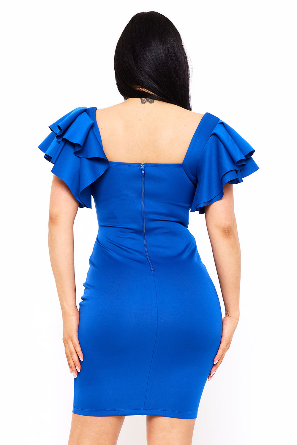 SD1789JP - DOUBLE LAYER RUFFLE SHORT SLEEVE MINI DRESS - Image 9