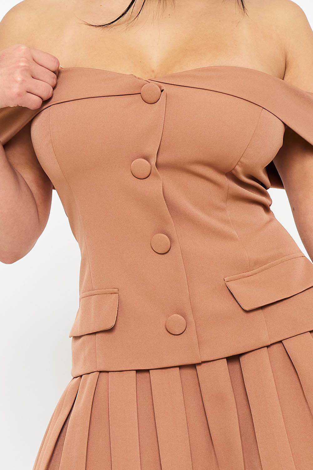 SD1800JP - WOVEN OFF THE SHOULDER MINI DRESS - Image 6