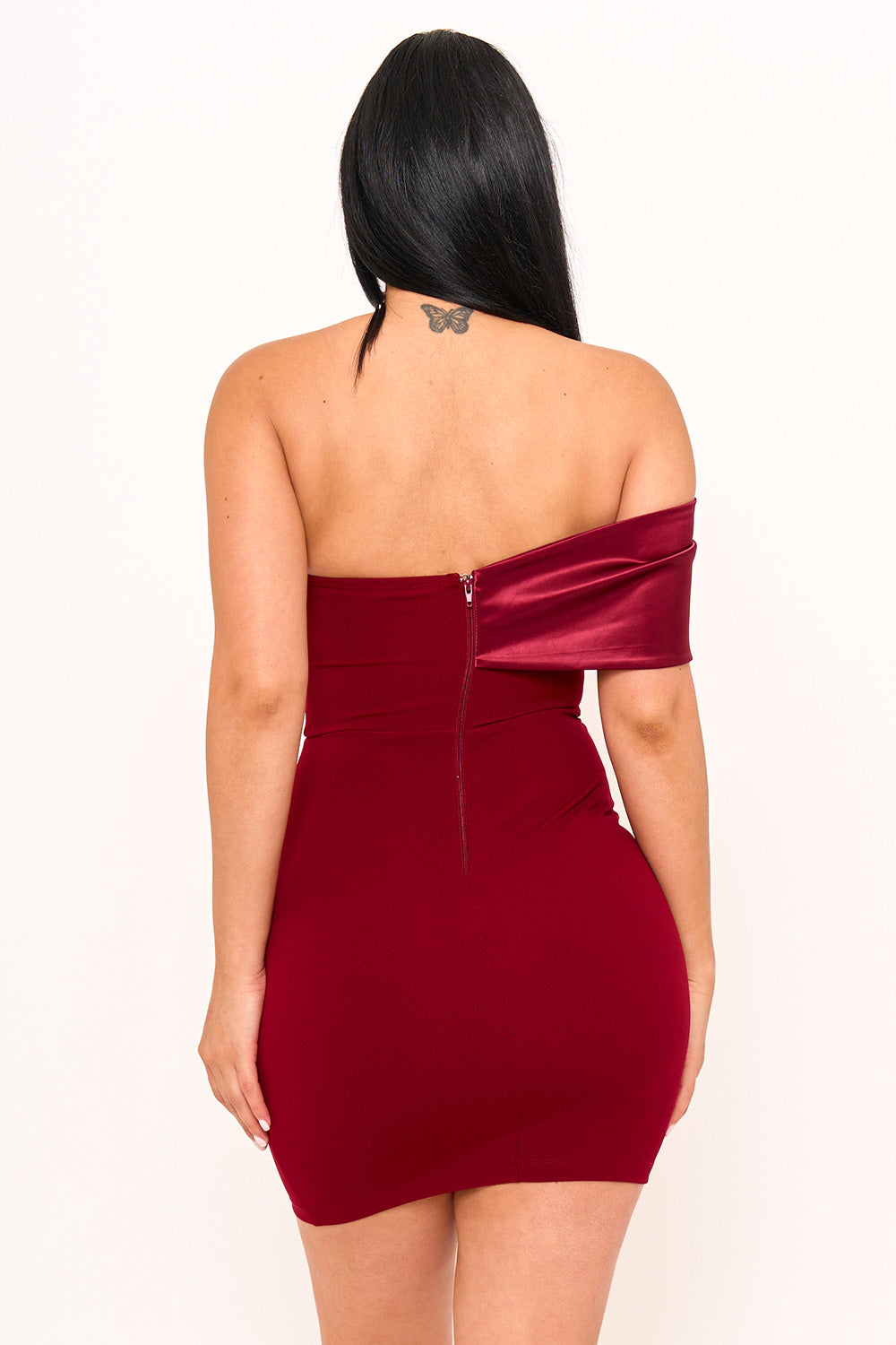 SD1885JP - SATIN ROSE OFF THE SHOULDER MINI DRESS - Image 11